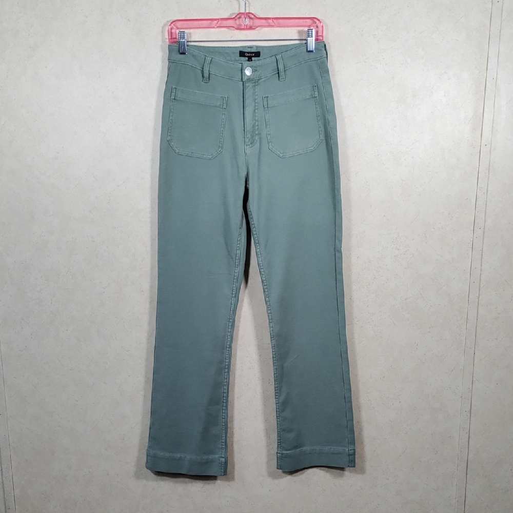 6145 Quince Faded Cargo Stretch Knit Wide Leg Pants 4 NWT